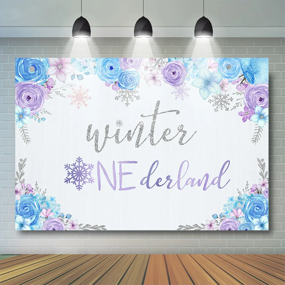 Chá de fraldas fotografia 1st bithday menina roxo floral natal floco de neve pano de fundo fantasia foto cabine ouro rosa decorações ph