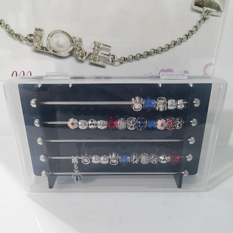 Acrylic Jewelry Charm Beads Storage Box for Trollbeads Bracelet Ring Holder Organizer Tray Diy Finding Display Stand Rack Case