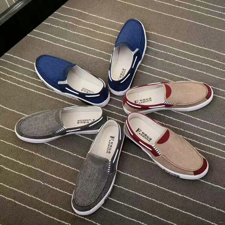 High Quality Canvas Shoes Men Thick-soled Loafers Outdoor Breathable Sneakers Soft-soled Driving Shoes Men Color Block Sneakers