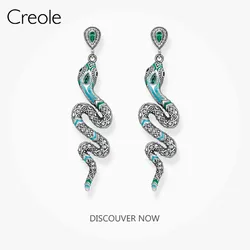 Drop Earrings Blue Snake,2019 Summer Brand Accessories Fashion Jewelry 925 Sterling Silver Bohemia Boutique Queen Gift For Women