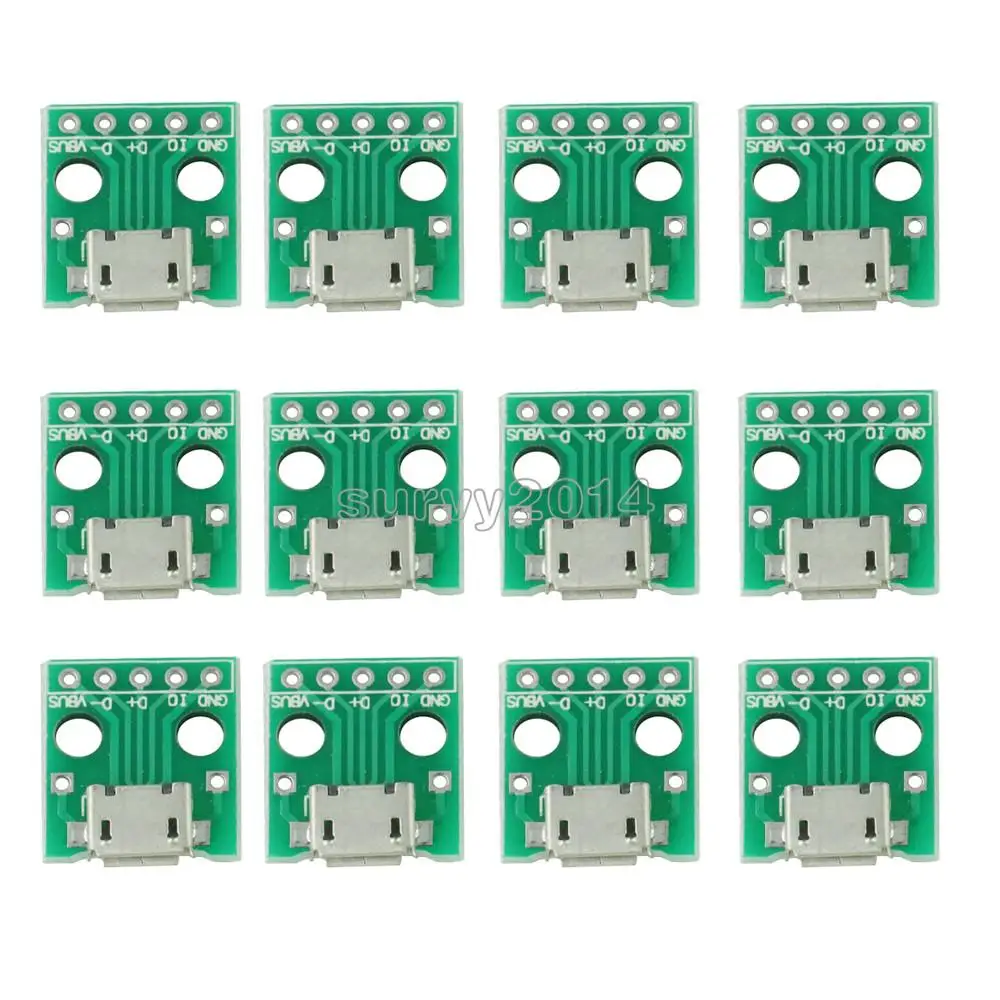 5PCS Micro USB to DIP Adapter Connector Module Board Panel Female 5-Pin Pinboard 2.54mm Micro USB PCB