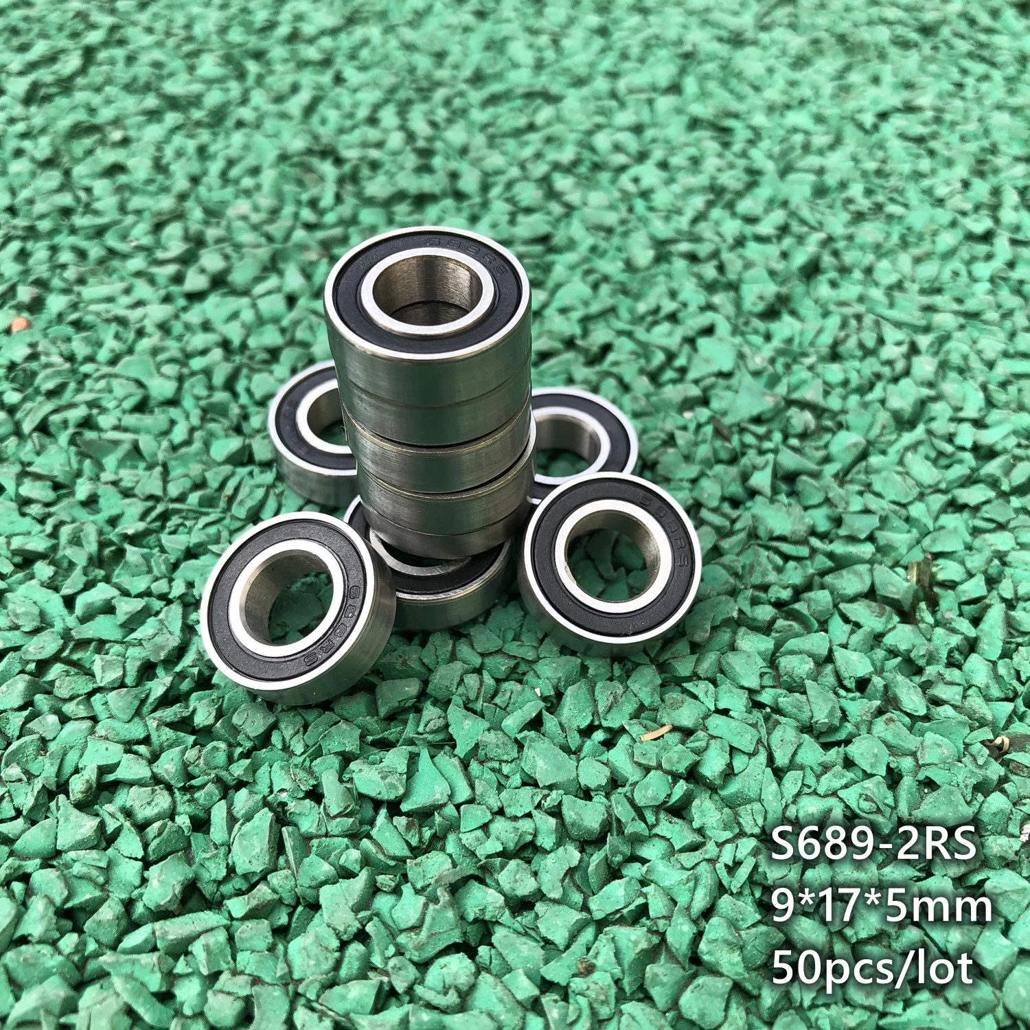 

50pcs/lot S689RS S689-2RS S689 2RS ABEC-5 ball bearing 9x17x5 mm deep groove ball bearings Miniature Mini bearing 9*17*5mm