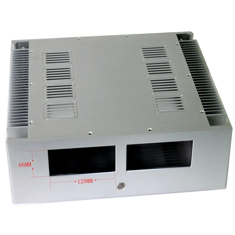 

D390 W432 H155 Front Window VU Meter DIY Aluminum Power Amplifier Chassis Class A Rear Case Big Size AMP Box DAC Enclsore Hi End