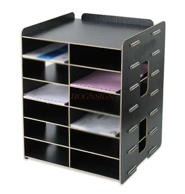 Multi layer information storage rack, wooden office supplies, desktop A5 file, bill, express file rack