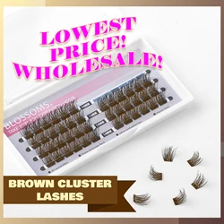 Brown Cluster Lashes D Curl Half Lash Extension Supplies Individual Eyelashes 48 Clusters DIY Volume Eye Makeup