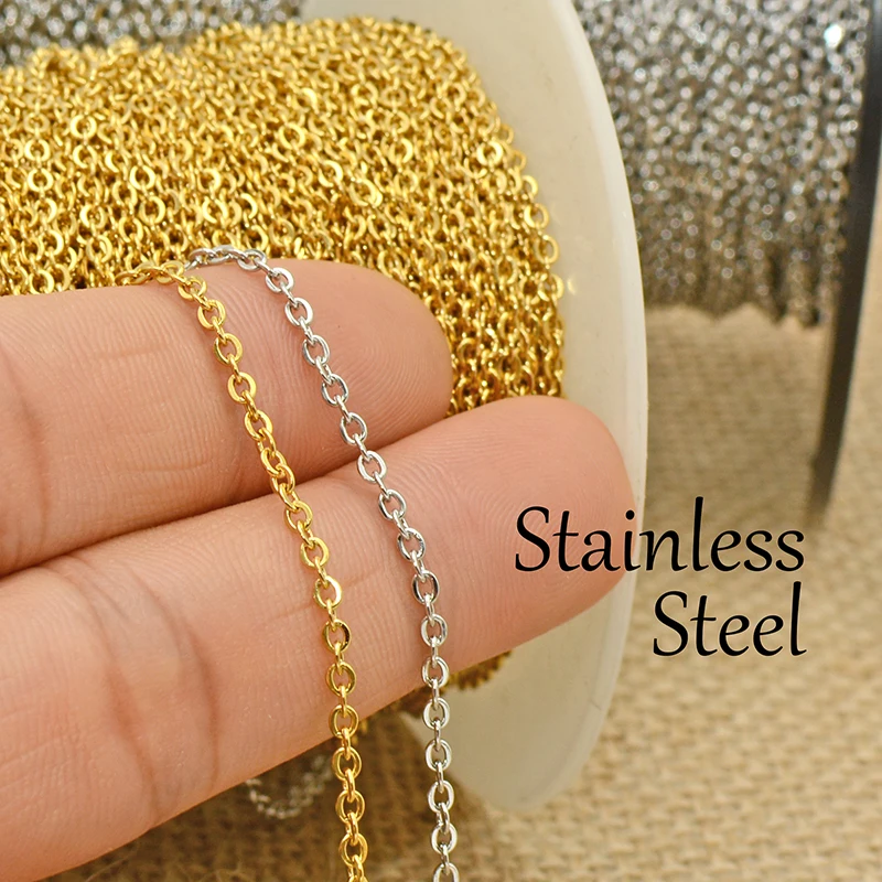 100 Meter Edelstahlkette Großhandel Rolle Anlauffreie Schwarze PVD Gold Kabelgliederkette für DIY Schmuckherstellung – Detail 1