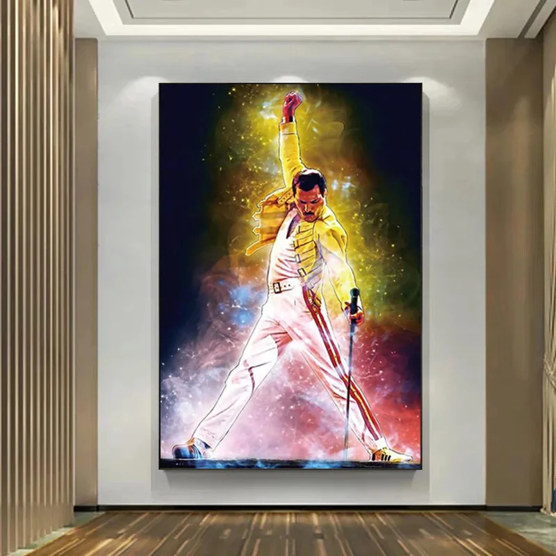 Modern Rock Band Star Pictures Freddie Mercury Bohemian Rhapsody Canvas Painting Poster Decor Print for Room Home Wall Art Decor