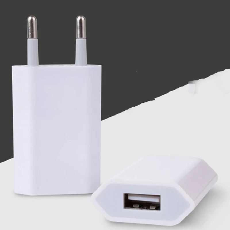 EU Standard Wall Charger 5V/1A Fast Charging For IPhone 5/5S 6/6S Plus Mobile Phone USB Charge Adapter With Dual Round Plugs