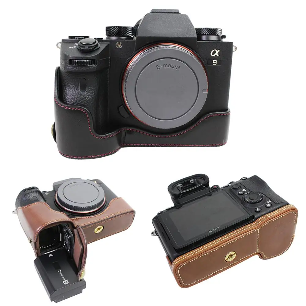 Pu Leather Camera Case Bag Cover Voor Sony A9 A9 A7III A7M3 A7RIII A7RM3 A7 Iii Markiii A73 Met Riem batterij Opening