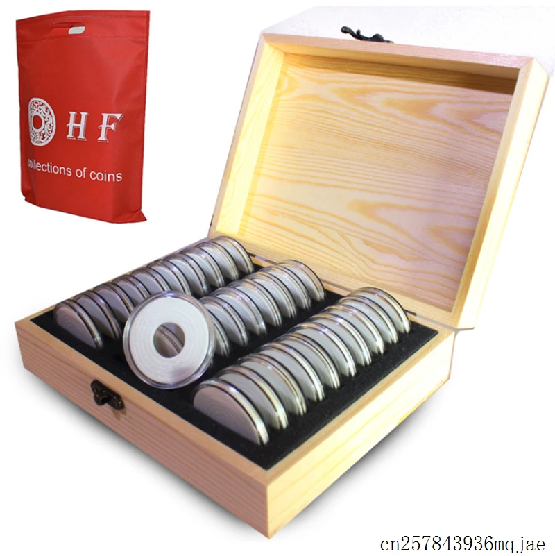 15 Sets Coin Storage Box Collection Case Wooden Display Adjustable Container Commemorative Capsules Home Supplies