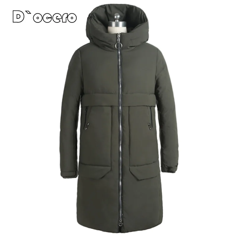 

D`OCERO 2022 New Winter Jacket Women Casual Loose Parkas Warm Thick Hooded Coat Windproof Quilted Long Simplee Outerwear