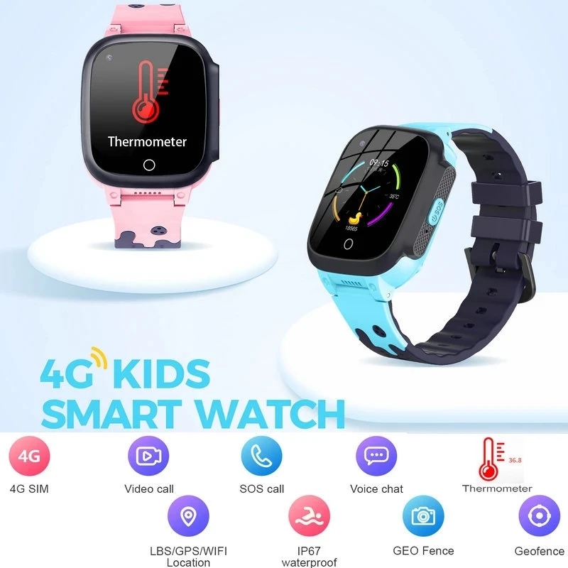 Smart Watch Kids 4G gps WIFI Tracking Video Call Waterproof Thermometer SmartWatch Tracker Boy Girl Student Phone Clock LT25