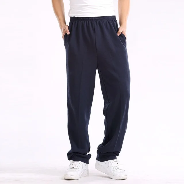 Spring Men Plus Size Pants Solid Baggy Loose Elastic Pants Cotton Sweatpants Casual Pants Autumn Straight Trousers