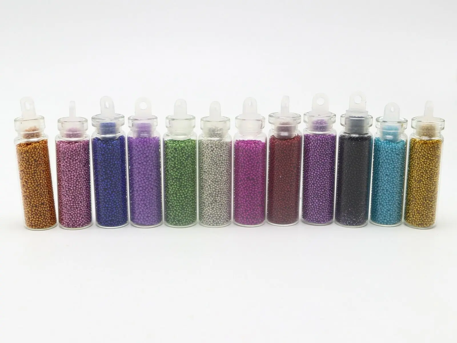 12 Bottles Mini Glitter Glass Vial Charm Nail Art Caviar Microbeads Set Crafts