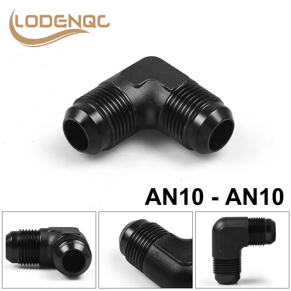 Lodenqc AN10 10-AN Male to 10AN AN-10 Male 90 Degree Flare Swivel Fitting Adapter BLACK BX102206