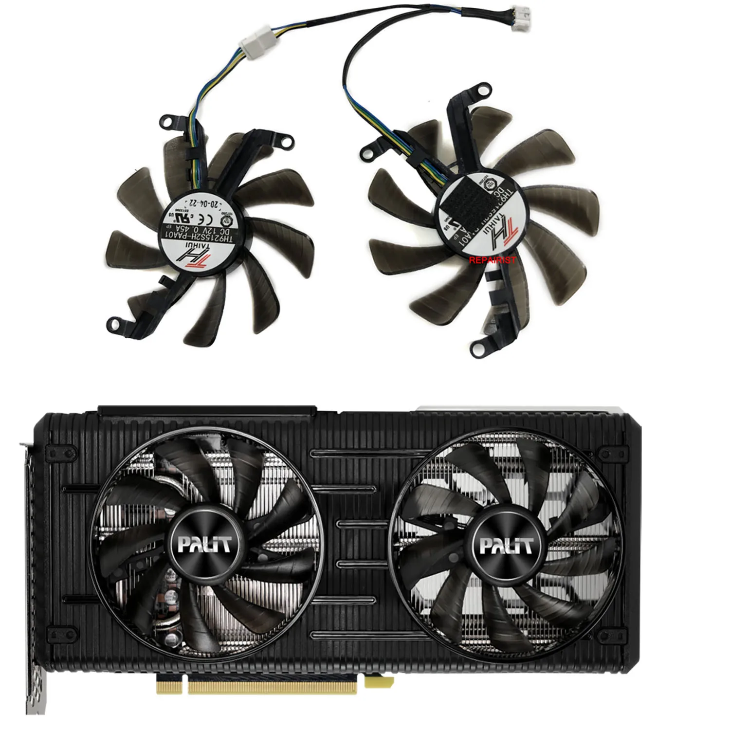 2Pcs/Set TH9215S2H-PAA01,Video Fan,GPU-Kühler,Grafikkartenventilator,Für Palit GeForce RTX 3060 Ti Dual OC,Für Palit RTX 3060 Ti Dual,Für Palit RTX 3060 Dual,Für Palit GeForce RTX 3050 Dual