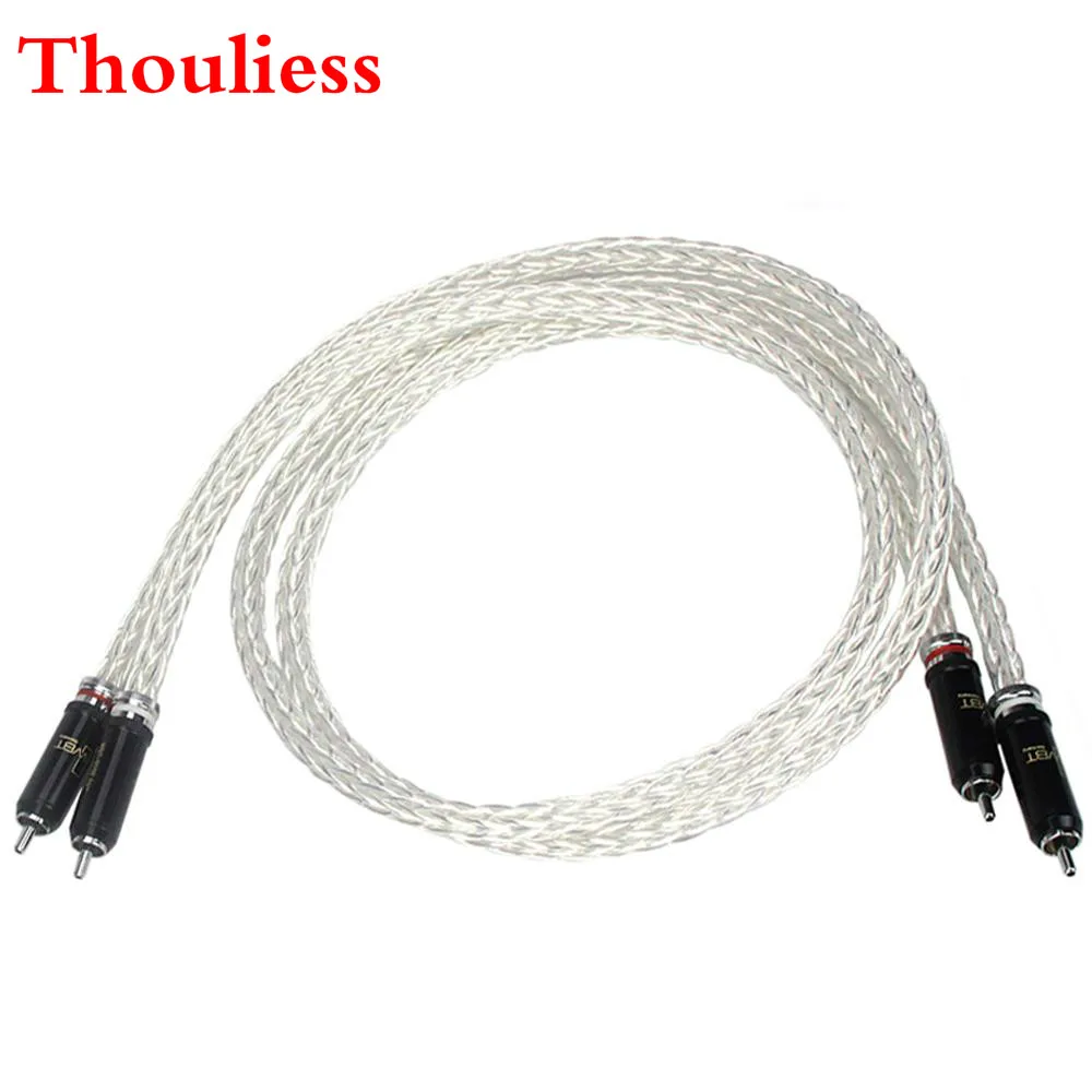 Thouliess Pair HIFI 8AG Silve Cable WBT-0102Ag RCA Plug Connecter Interconnector RCA Audio Cable for Amplifier CD Player Speaker