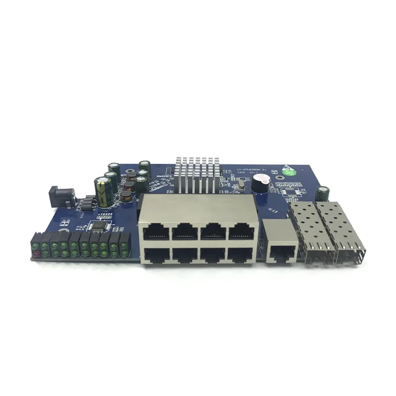 Módulo de interruptor ethernet poe, 8 portas, 10/100/1000mbps, gerenciamento do módulo de interruptor ethernet com 2 chips gigabit sfp