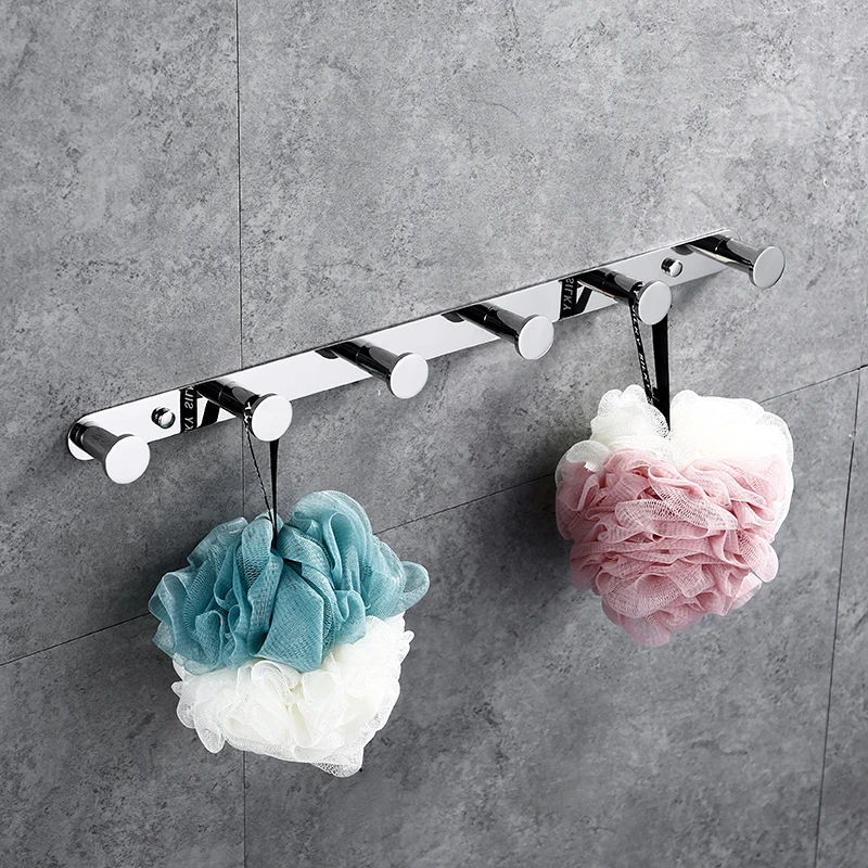 3/4/5/6 Pcs Towel Holder Metal Storage Rack Coat Hook Wall-mounted Storage Rack Shower Robe Hook Behind The Door Bathroom Shelf