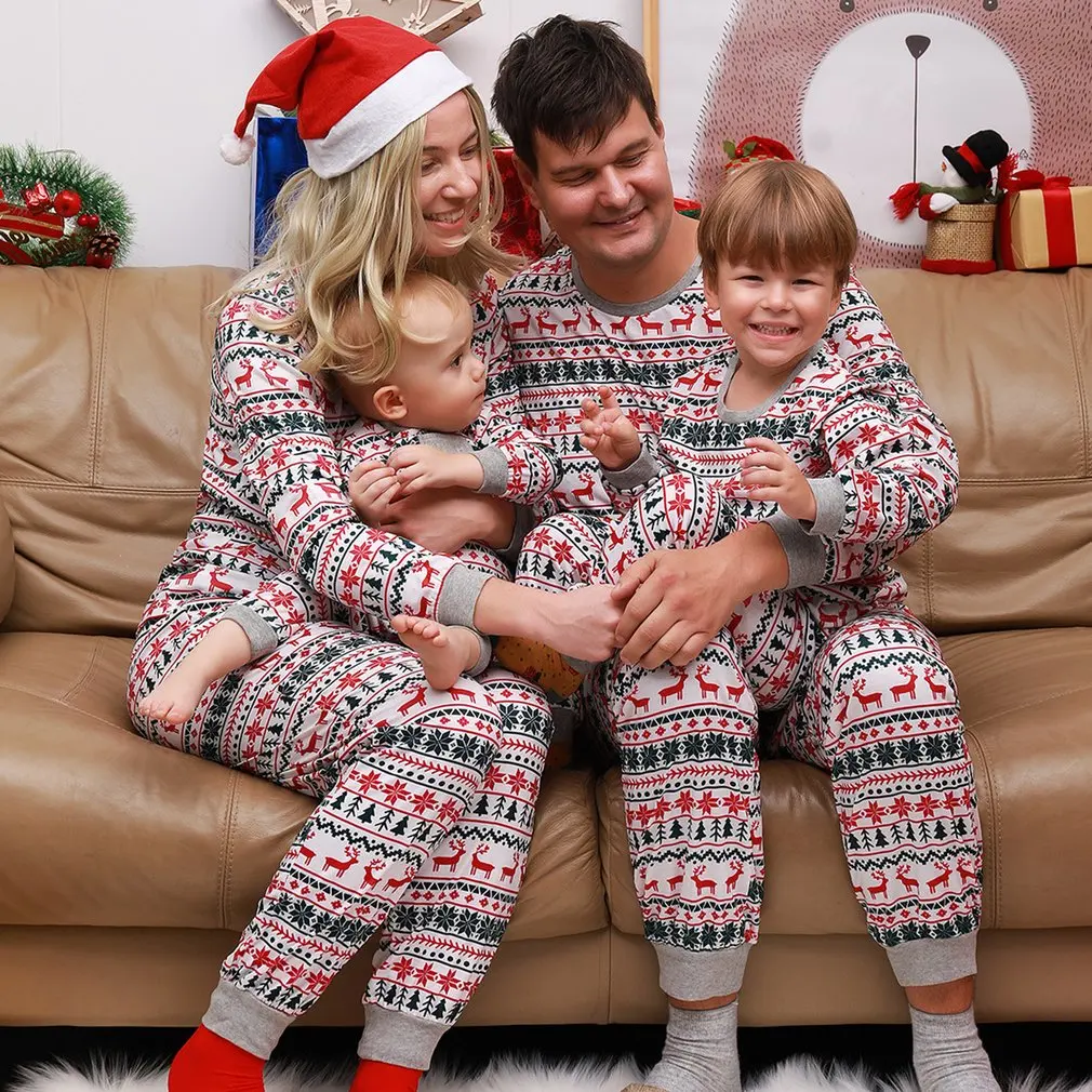 Loungewear Home Nightwear All-match Matching Pajama Christmas Pajama Sets Comfortable Breathable Family Pajama Set Home Clothes