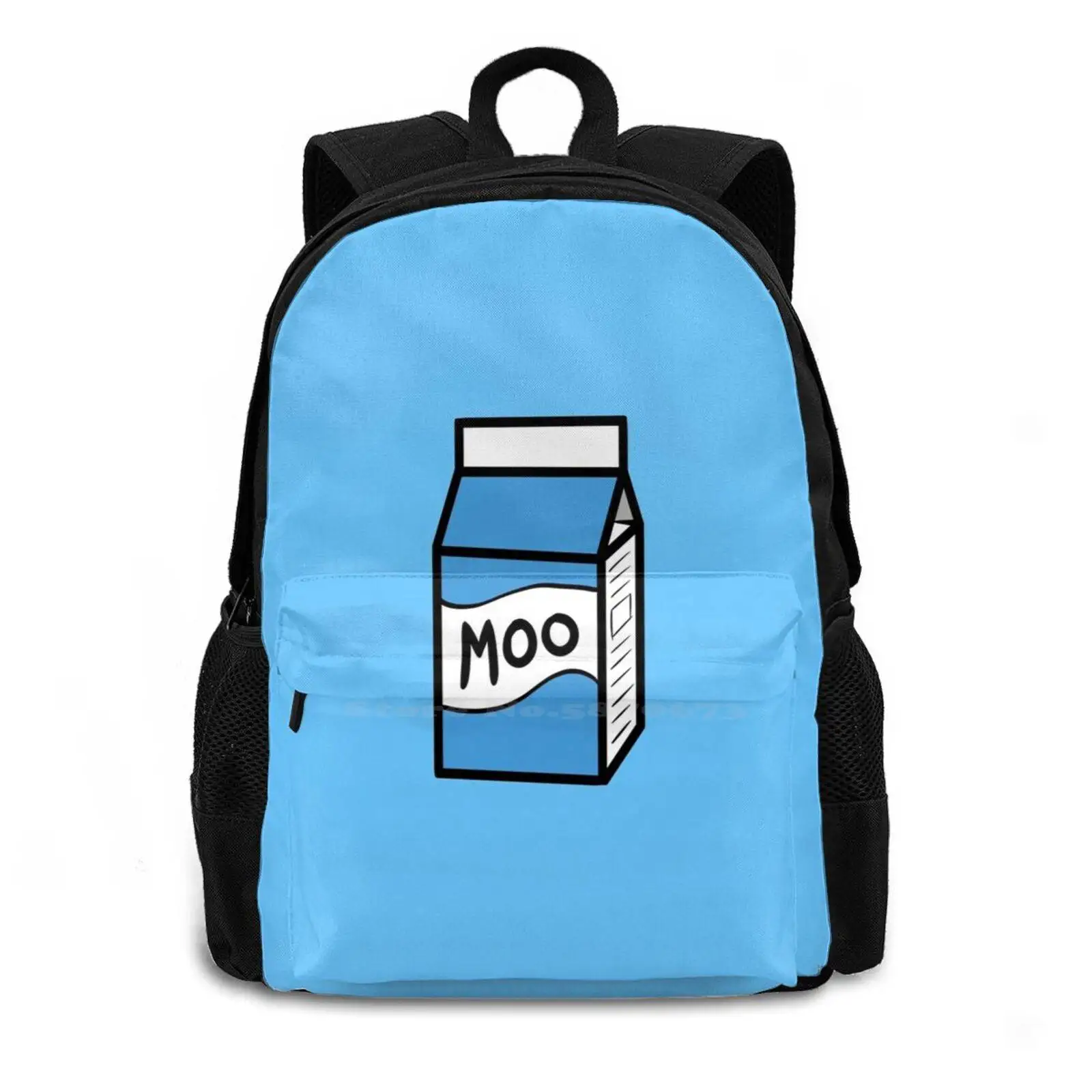 Moo Milk Carton Pattern Design Bag Student'S Backpack Cute Cartoon Kawaii Funny Adorable Milk Tea Pink Anime Boba Bubble Tea