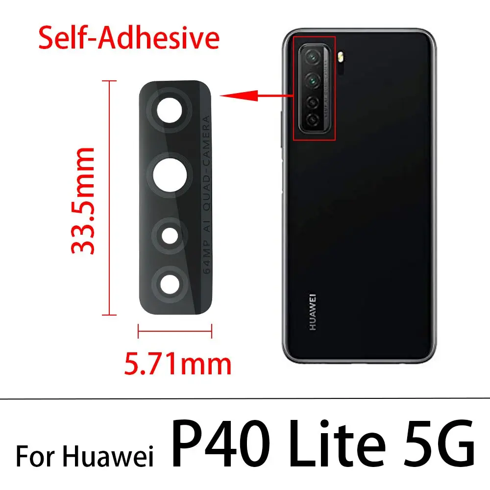 For Huawei P20 P30 P40 P50 Pro Lite E 5G Back Rear Glass Camera Lens With Adhesive Replacement