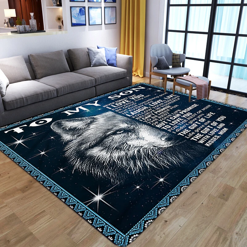 Carpet Flannel Kids Game Floor Mat Letter 3D Print Carpets for Living room Bedroom Area Rug For To My Son Daughter Birthday Gift