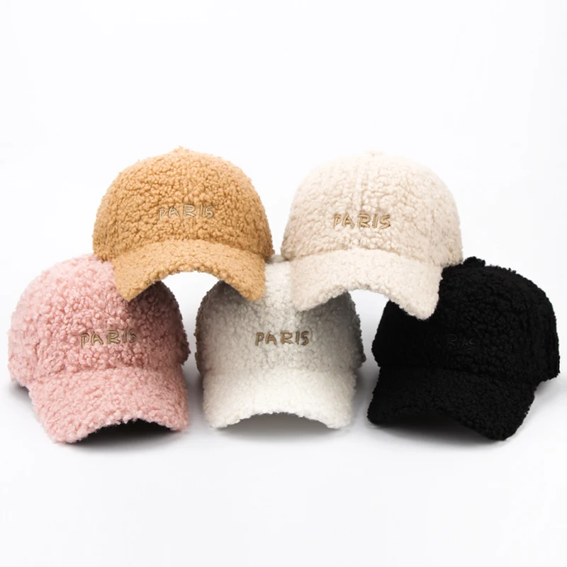 CNTANG 2024 Autumn Winter Baseball Cap For Women PARIS Letter Hip Hop Caps Female Warm Fashion Faux Mohair Velvet Hat Snapback