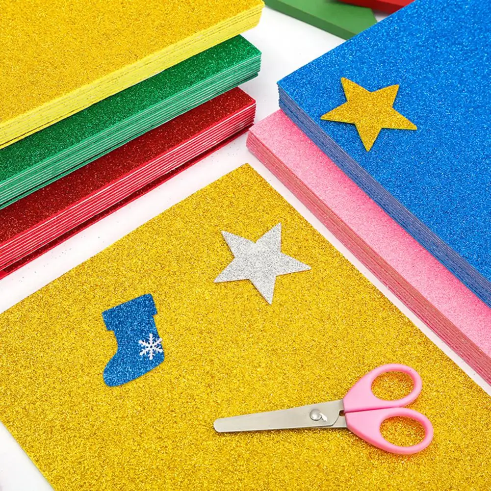 EVA 10Pcs Stylish Glitter Bright Sponge Paper Thick Foam Paper Funny   for Birthday