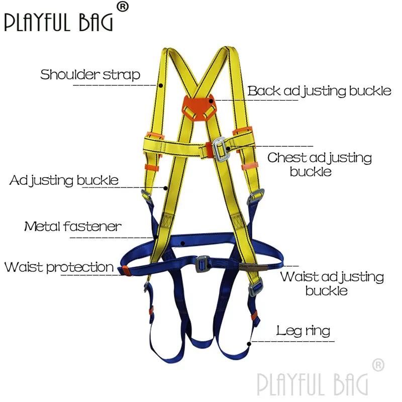 

PB Playful bag Large hook safety belt Double rope buffer bag safety belt Outdoor anti fall equipment Outdoor protection ZL119.2