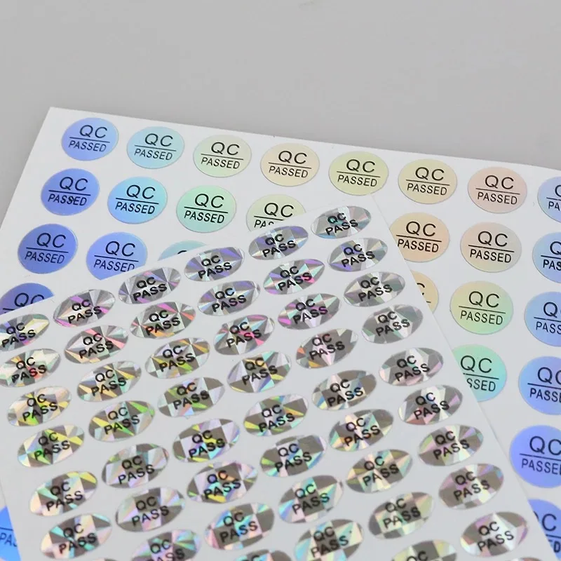 10Mm Ronde 800Pcs Qc Voorbij Hologram Laser Huisdier Papier Label Product Certificering Stickers Gratis Verzending