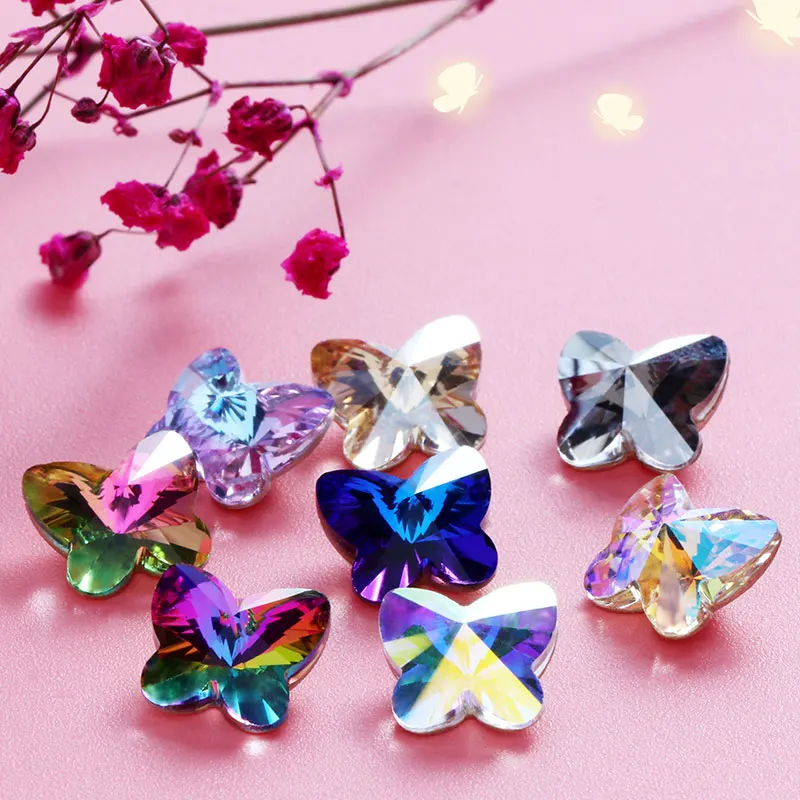 Pointback Glass Strass Butterfly Shape Crystal Rhinestones DIY Naisl Decoration Rhinestones 9x10mm K9 Glass Fancy Stones