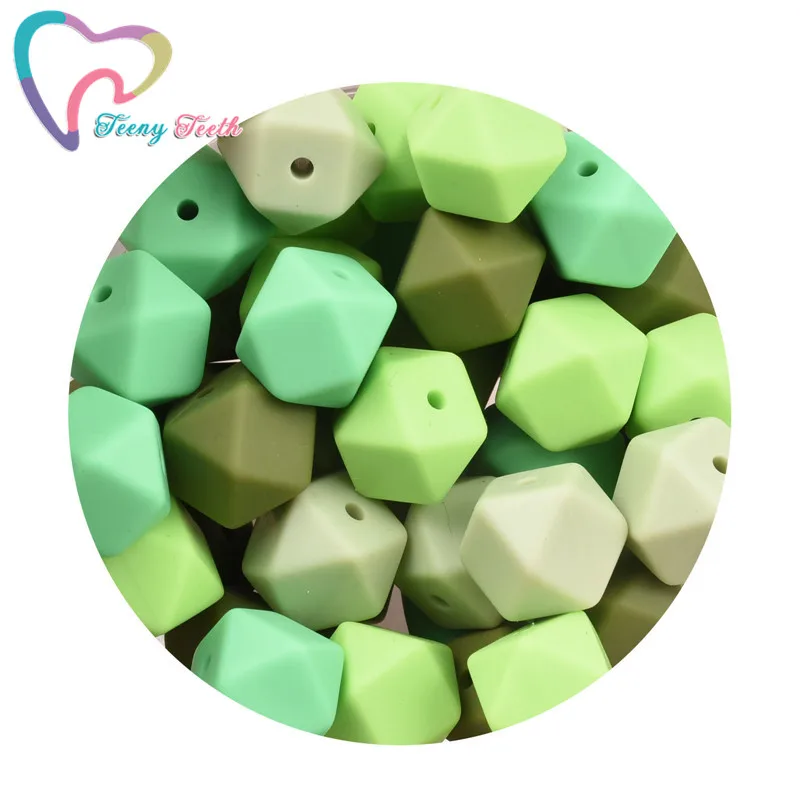 10PCS Sage Green Mix Round 9-15MM Silicone Ball Beads Food Grade Silicone Teether DIY Pacifier Clips Beads Necklace Baby Teether