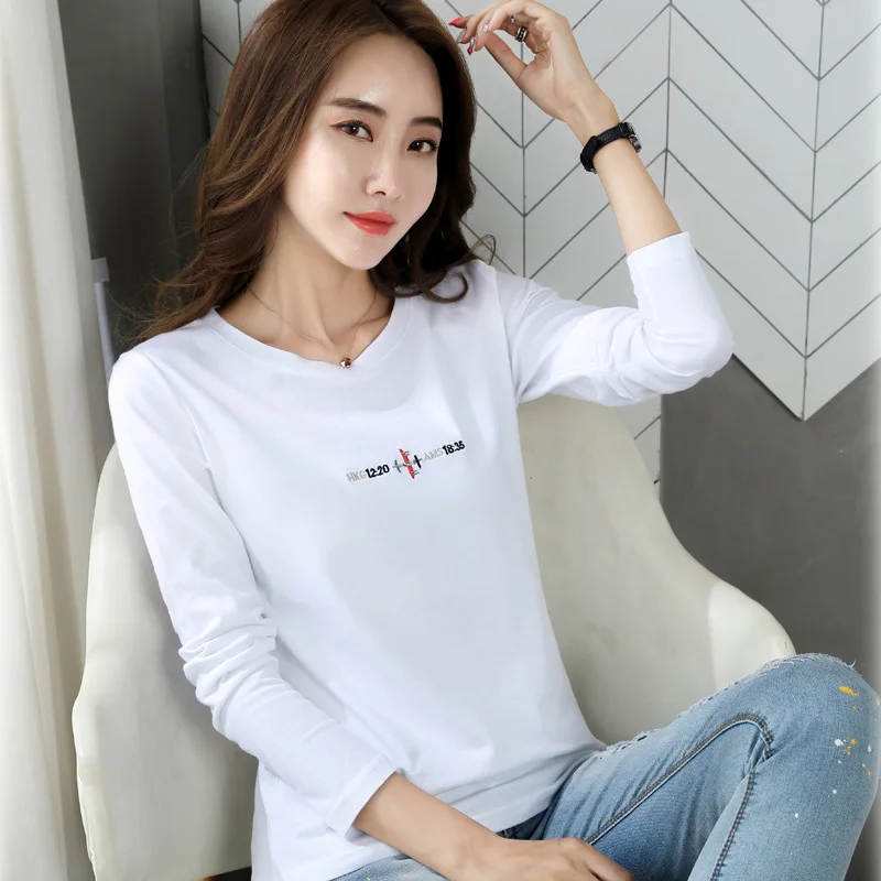 New 2024 T Shirt Women Long Sleeve Winter Tops Tees Casual T-shirts For Women Autumn Cotton Female T-shirt Camisetas Mujer