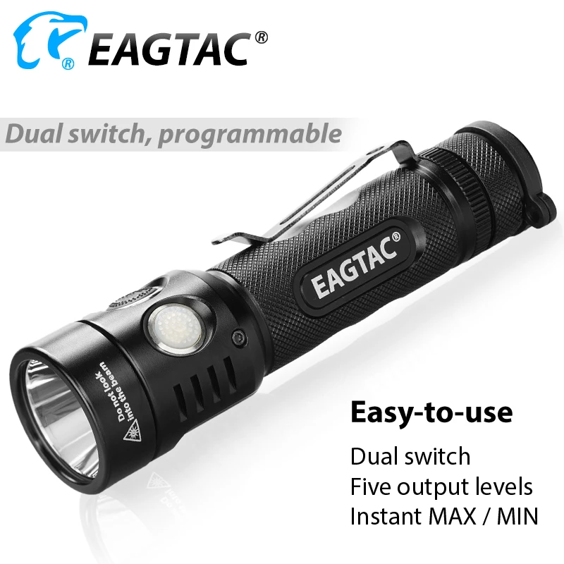 Imagem -05 - Eagtac Tx30c2 2000 Lumen Super Brilhante Compacto Lanterna Led Modo Programável 18650 Cr123a Bateria Strobe