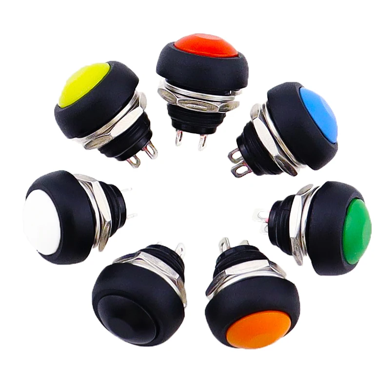 1Pcs 2Pin Mini Switch 12mm 1A waterproof switch pbs33b 12v momentary Push button Switch reset Non-locking pbs-33b