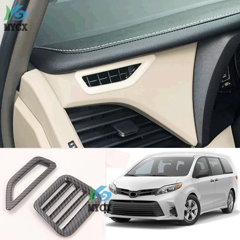 Car Sticker Body Garnish Frame Lamp Trim Front Air Conditioning Outlet Vent Parts 2pcs For Toyota Sienna 2018 2019 2020