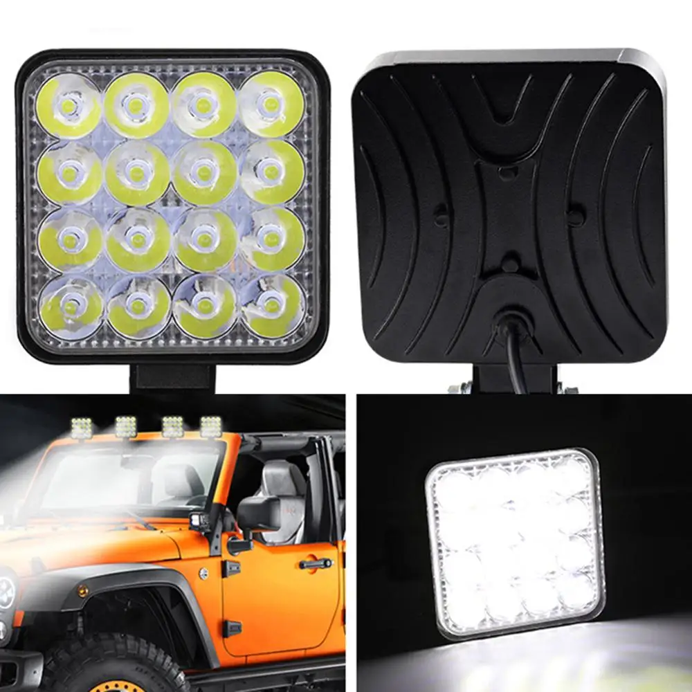 2Pcs 48W Square Bright LED Fog Lights Spotlight Work Light Car For SUV Truck Driving Lamp for Car Repairing Camping Hiking птф