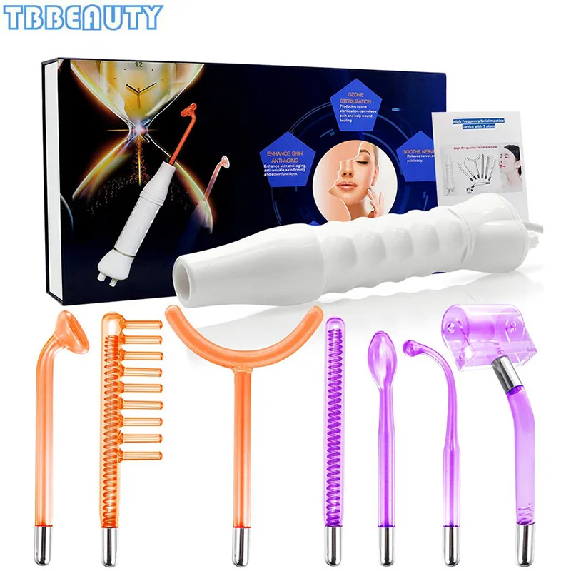 7 in 1 High Frequency Facial Machine Electrode Glass Tube Acne Wand Skin Care Spot Acne Remover Professional Facial Spa Beauty