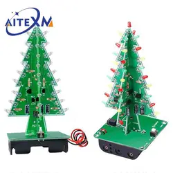 Üç boyutlu 3D noel ağacı LED DIY kiti kırmızı/yeşil/sarı LED flaş devre kiti elektronik eğlenceli Suite