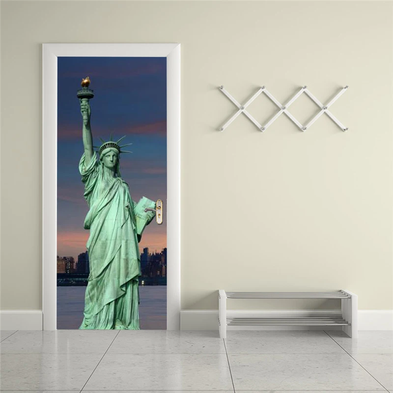 

Self-adhesive Liberty Art Door Sticker Home Decoration Door Cover Wall Sticker Mural Entrance Wallpaper Poster