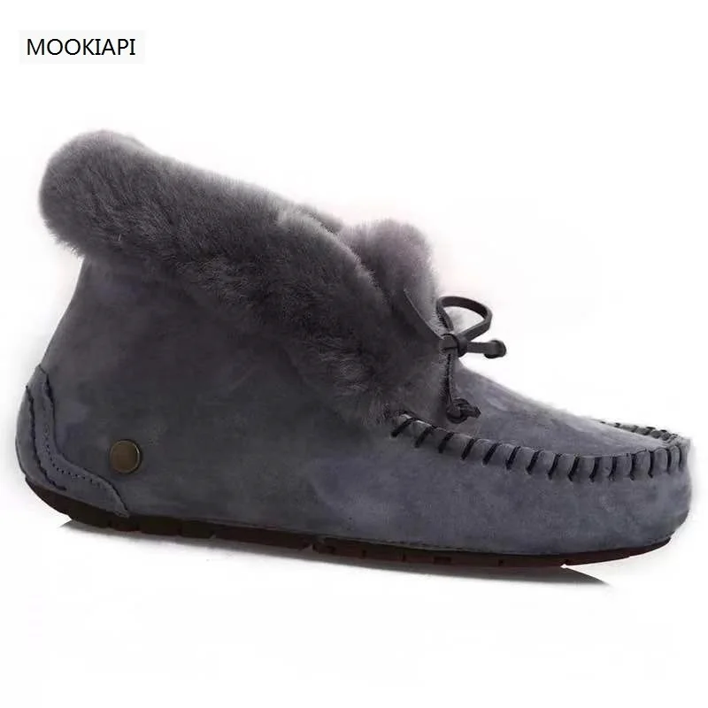 2019 Australia\'s most fashionable short tube lace up women\'s shoes, real sheepskin, natural wool, the highest quality snow boots