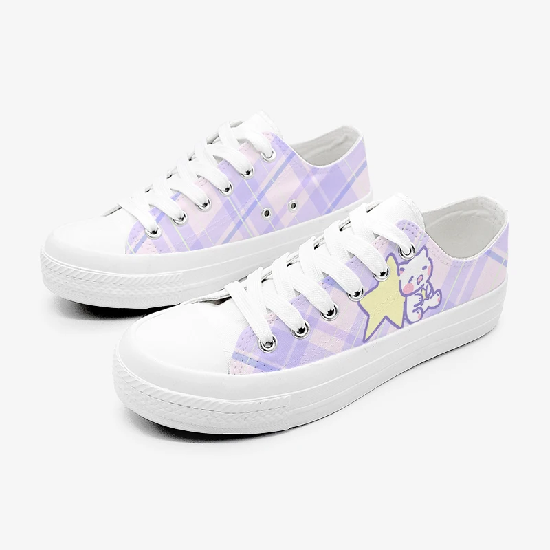 Amy and Michael Original Designers Sneakers Lovely Cute Girls Students Anime Hand Painted Canvas Shoes Casual Flat Trainers