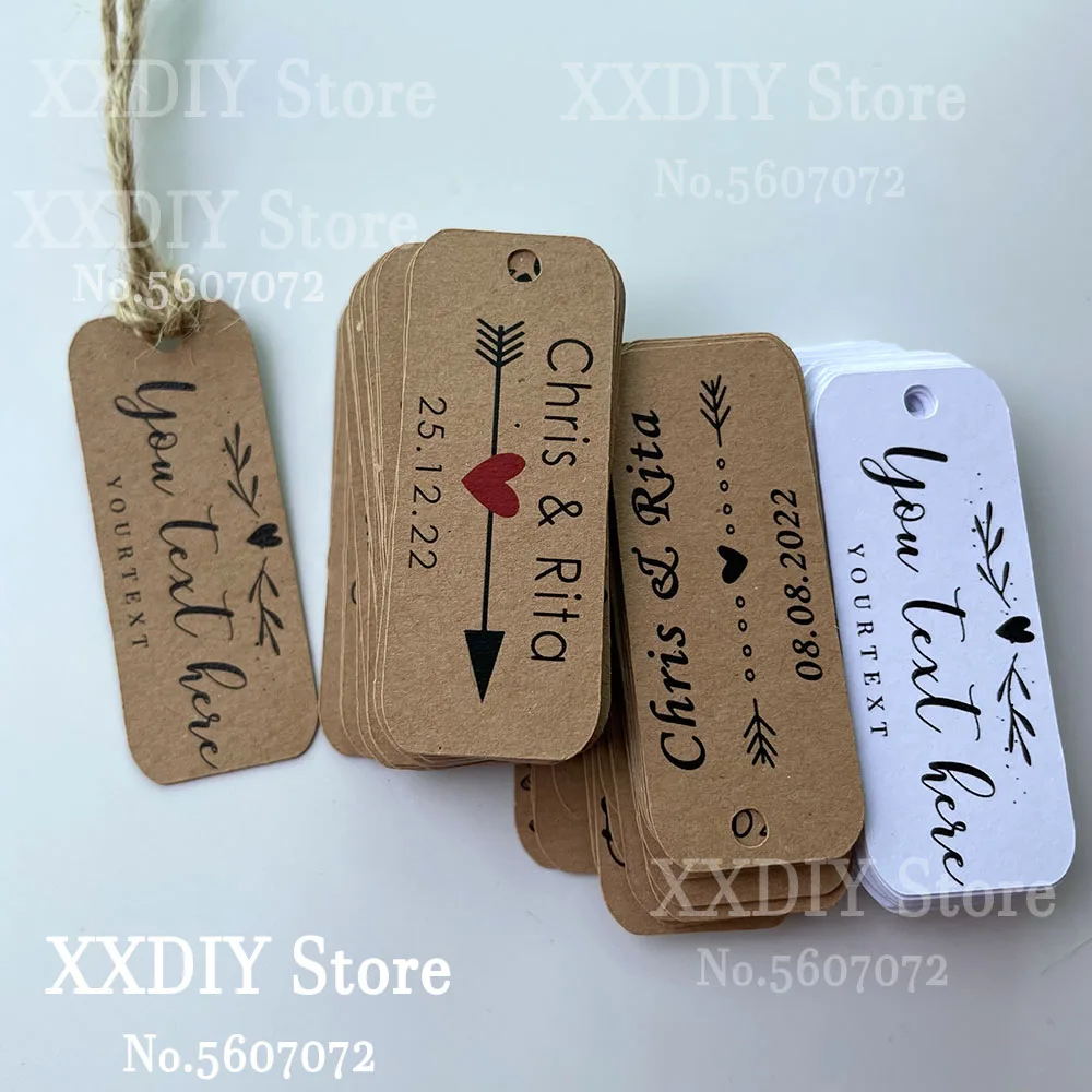 Personlized  Mini Kraft Tags  Wedding Favor Tags Custom Name & Date Thank You Tags Weding Party Decor Favors