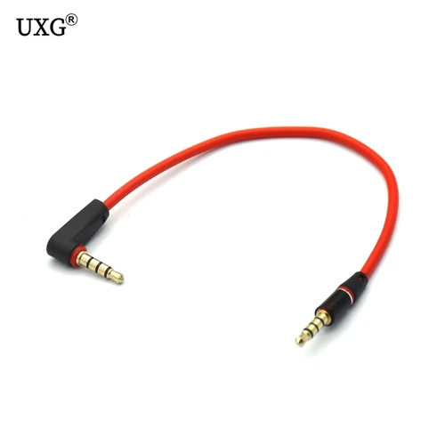 Imagen 2 del producto Cable de Audio corto en ángulo de 90 grados, 4 polos, 3,5mm a 3,5mm, conector 3,5 macho a macho, Cable de sonido para coche, auriculares para teléfonos, 20/120cm