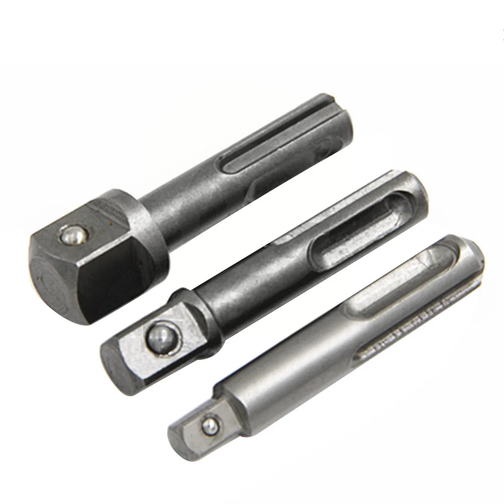 3Pcs SDS 3/8 1/4 1/2inch Connecting Rod Socket Nut Impact Driver Adaptors Drill Bits Hex Shank Converter Hammer Adapter Tools