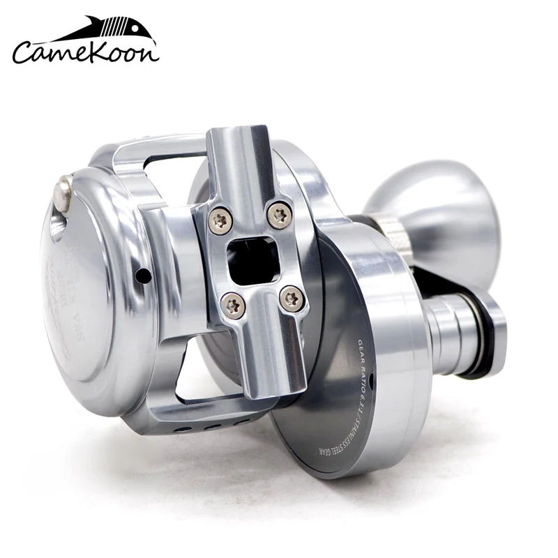 CAMEKOON DC200 CNC slow jigging reel boat reel 32kg drag power left/right handle conventional saltwater trolling fishing wheel