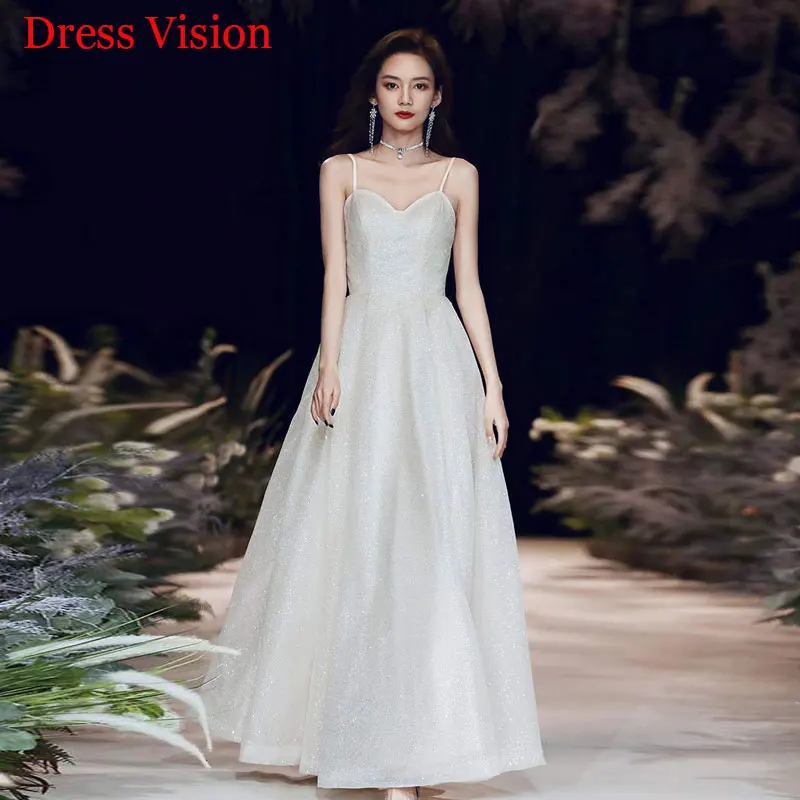 платье New Arrival Spaghetti Strap Shining Wedding Dress Simple Robe De Mariée Bride To Be Long Bride Gown Vestido De Novia