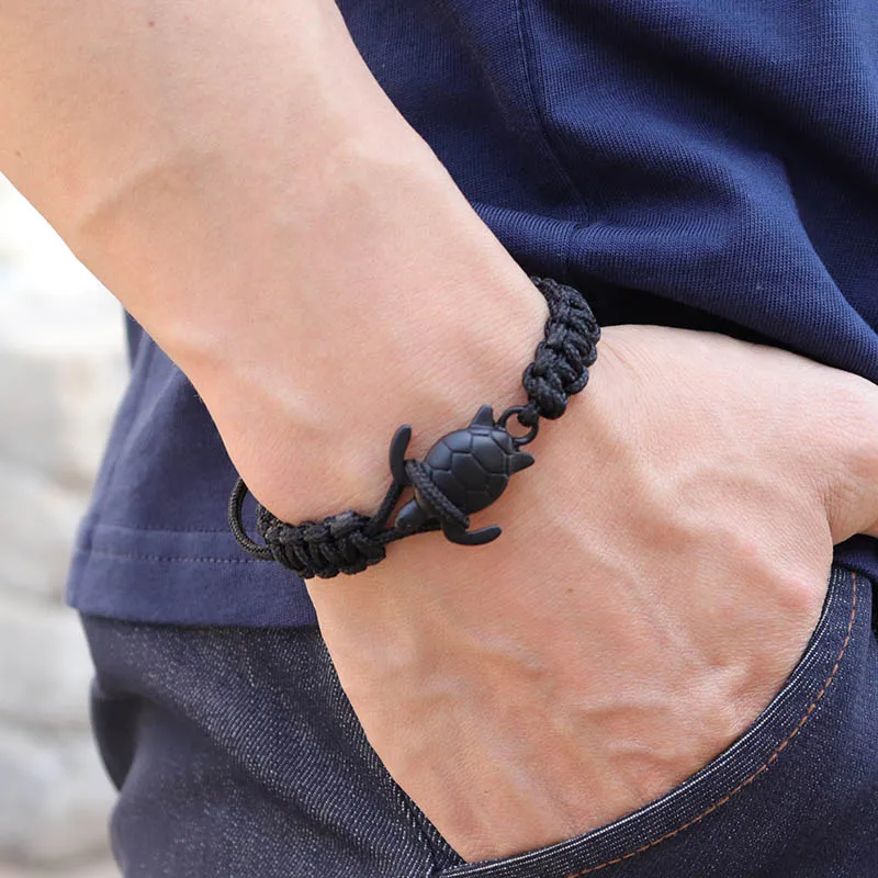 Handmade Paracord Survival Bracelet Men Marine Turtle Braclet Adjustable Rope Braslet Boyfriend Gift Armband Jewelry Pulseira