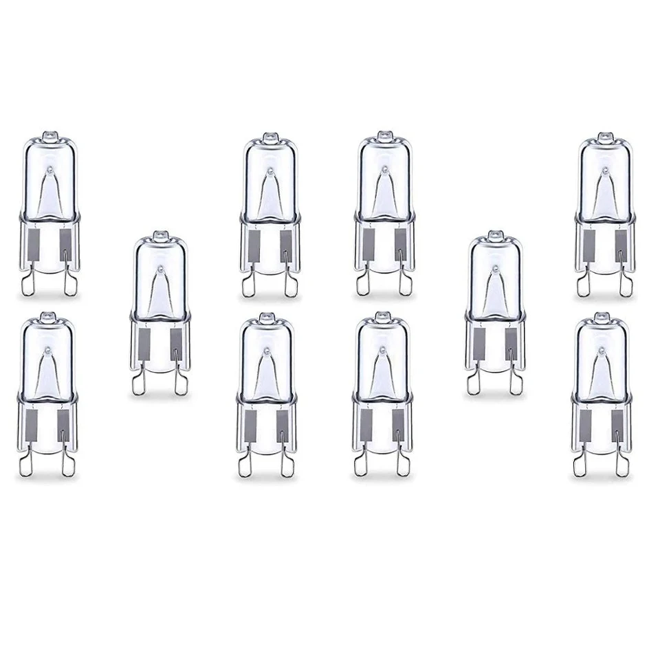 OuXean 10 pcs G9 230V 40W Halogen Bulb Clear Glass G9 High Temperature 2900K Warm Light for Oven Light Refrigerators Ovens